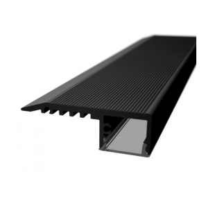  Profil LED Treapta Aparent 2m Aluminiu Negru cu Dispersor si Rizuri Antiderapante - LP402B