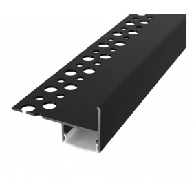 Profil LED Treapta Incastrat 2m Tile-Edge Negru cu Dispersor Opal - LP407B