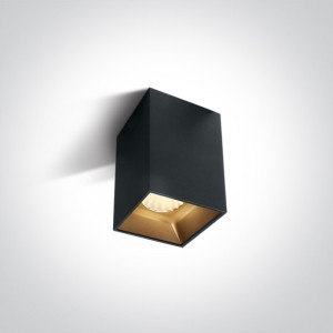 Spot Aparent Interior LED 12W Pătrat, Negru, cu Decor interschimbabil Negru și Auriu